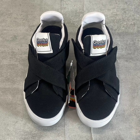 Goats Women's Black Canvas Crisscross Straps Platform Slip-On Sneakers SZ 6 - Picture 4 of 12